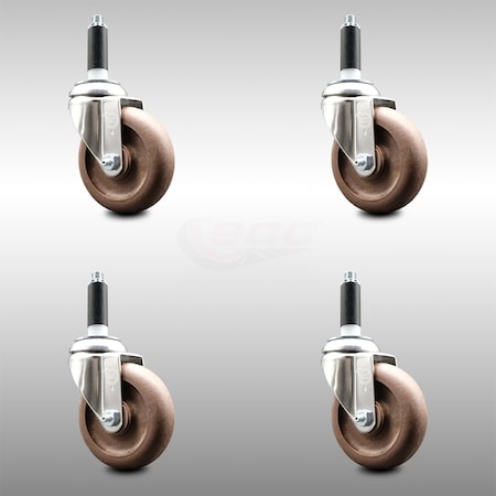 Service Caster 4 Inch 316SS High Temp Glass Filled Nylon 3/4 Inch Expanding Stem Caster Set SCC-SS316EX20S414-GFNSHT-34-4